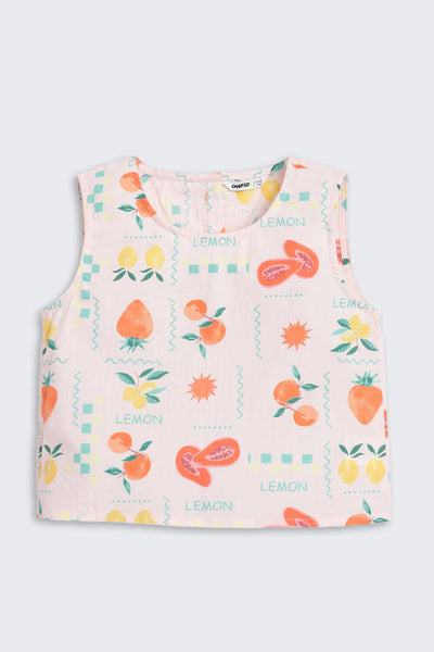 Pink Fruits Printed Regular Fit Co-ord Set