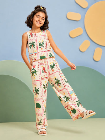 Yellow Tropical Theme Regular Fit Co-ord Set