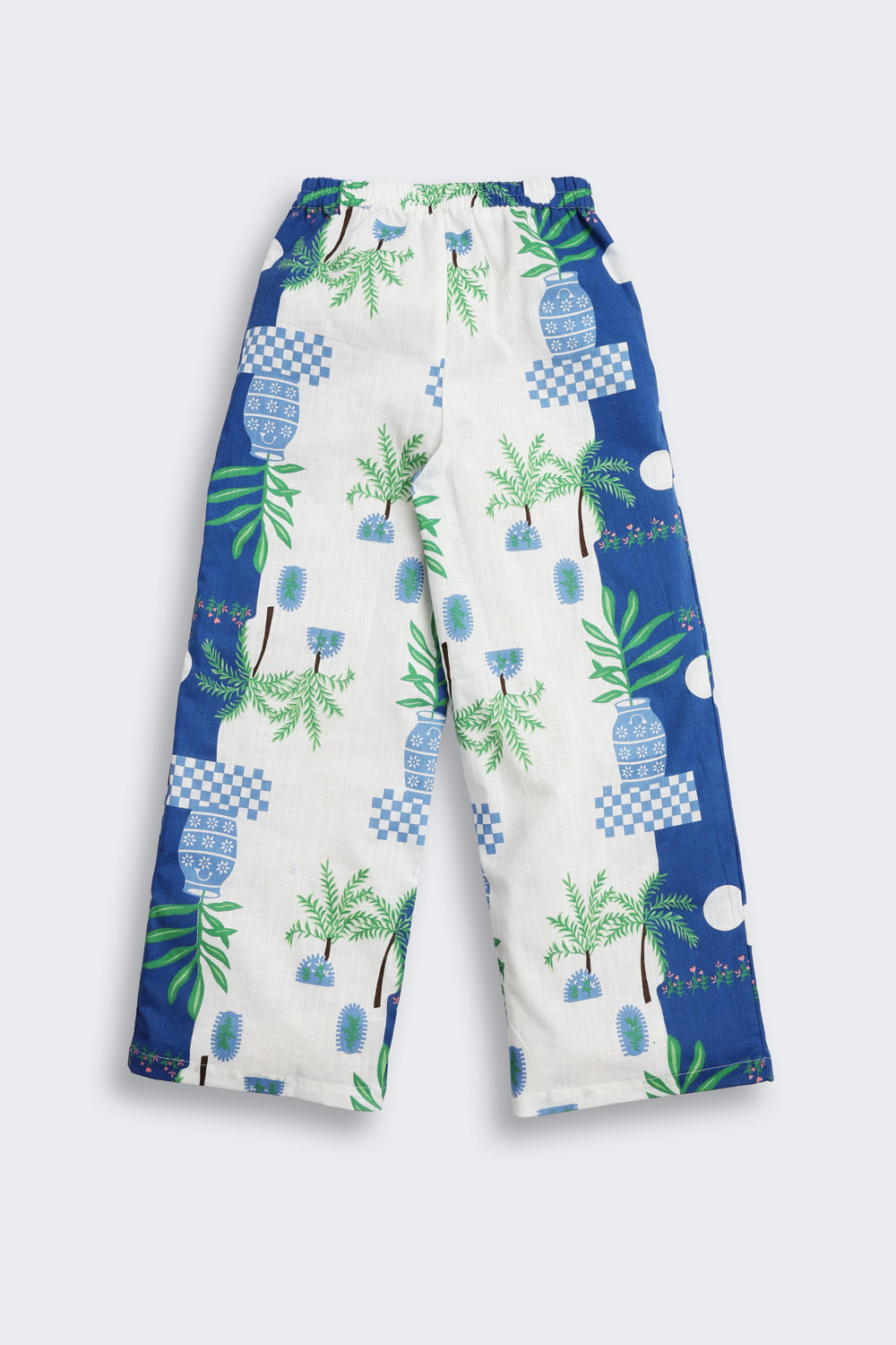 Blue Floral Regular Fit Pants