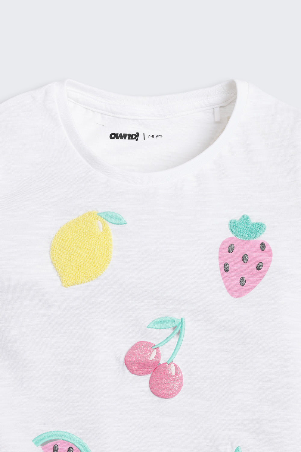 White Fruits Printed Regular Fit T-Shirt