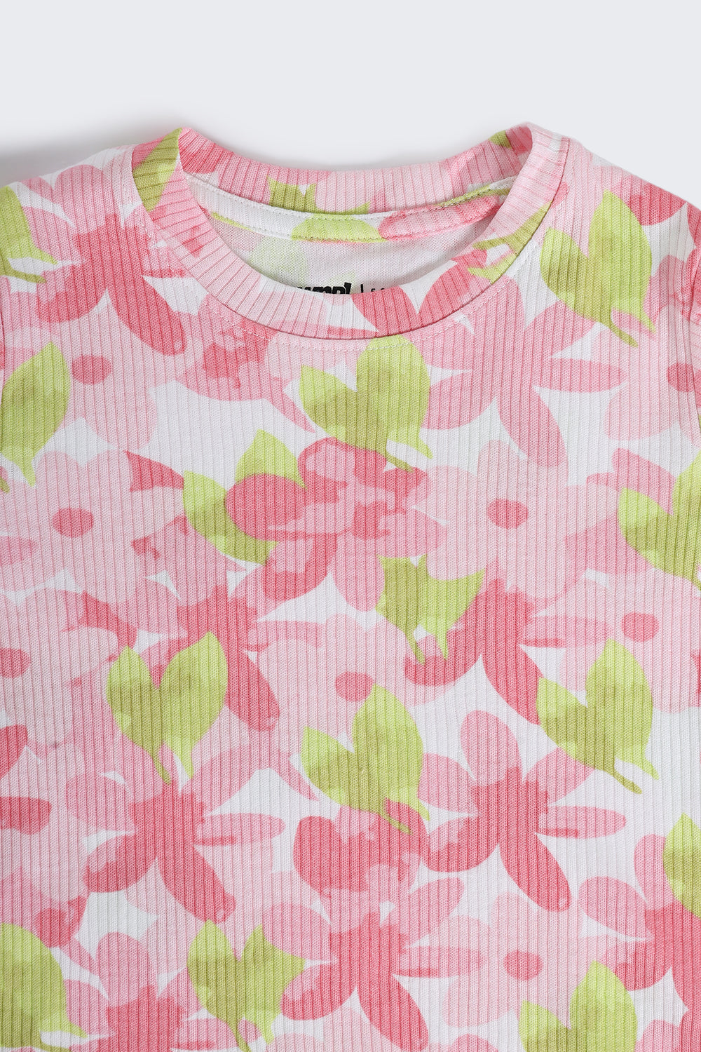 Pink Floral Cotton Regular Fit T-Shirt