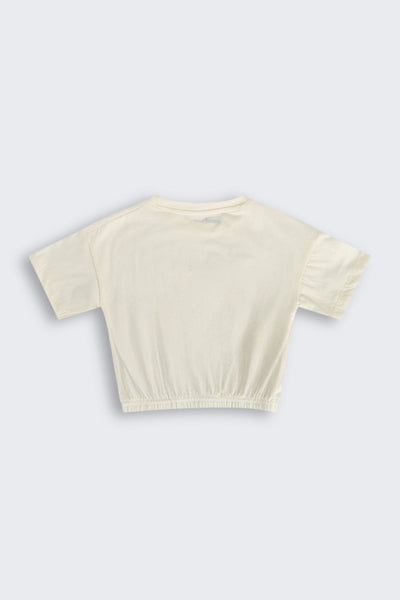 Off White Graphic Printed Elastic-Hem Top