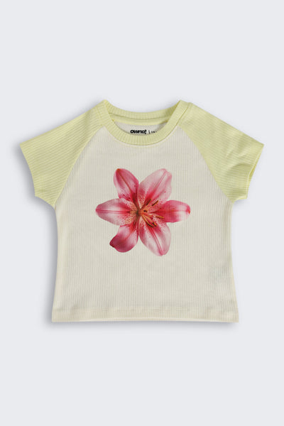 Off White Floral Graphic Cotton Regular Fit T-Shirt