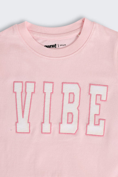 Pink Fringes Placement Printed T-Shirt