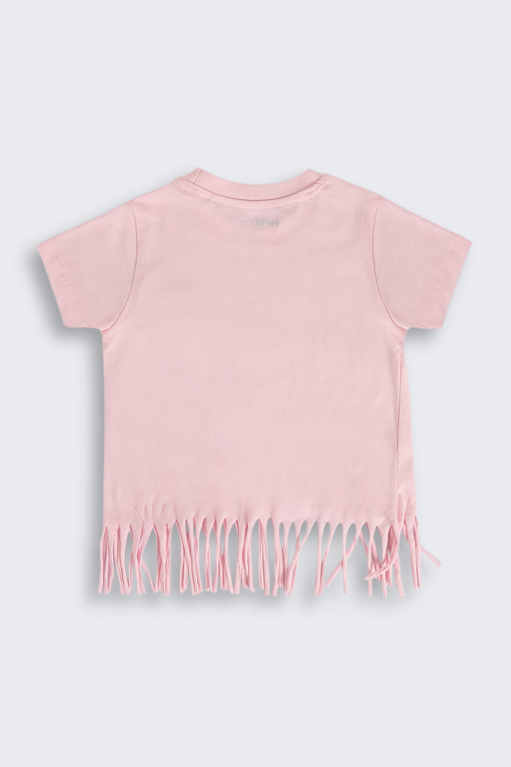 Pink Fringes Placement Printed T-Shirt