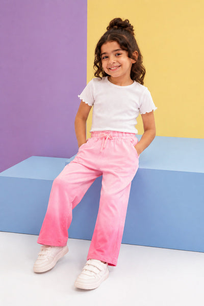 Pink Ombre Wide-Leg Track Pant