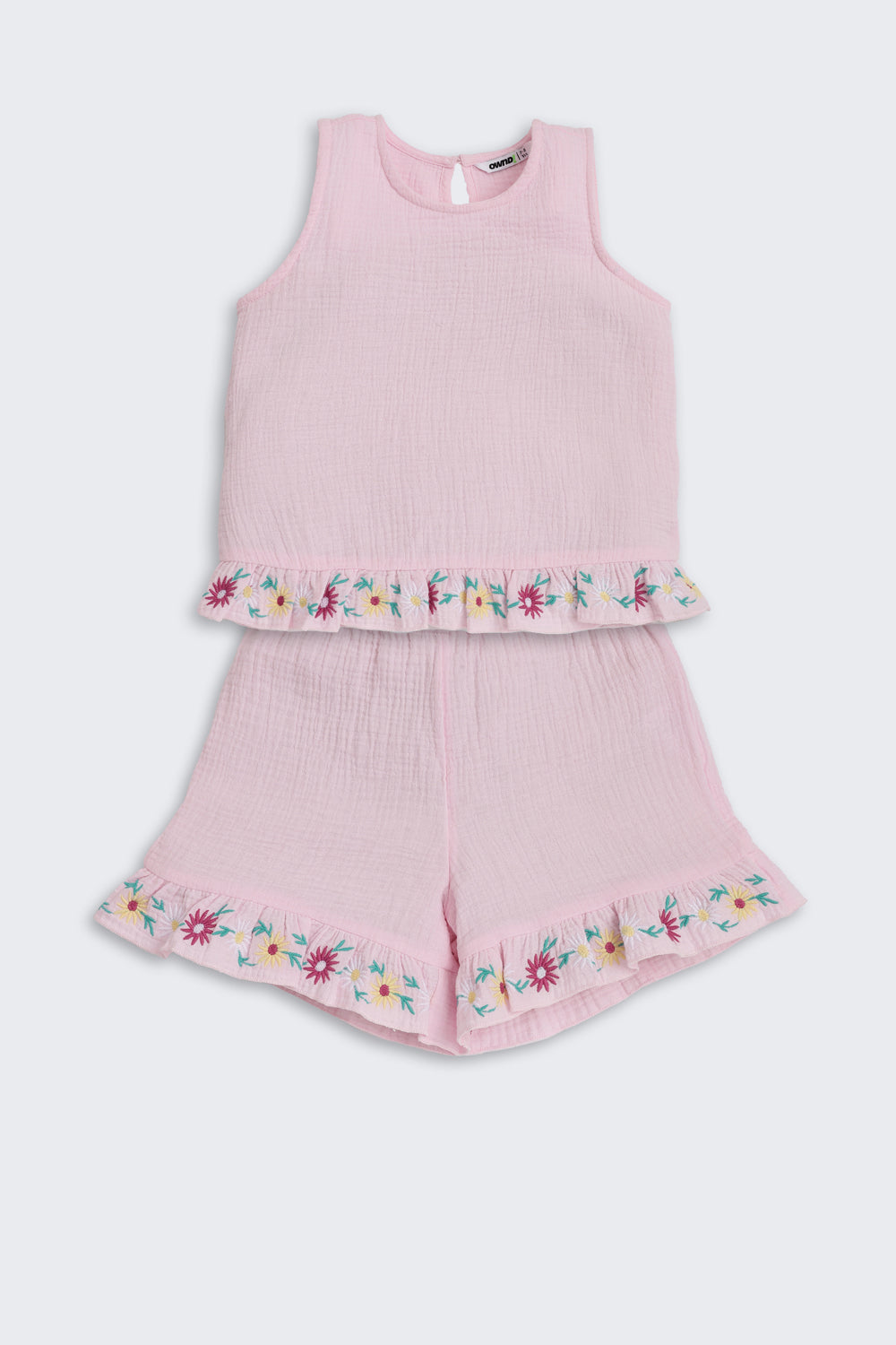 Pink Embroidered Regular Fit Co-ord Set