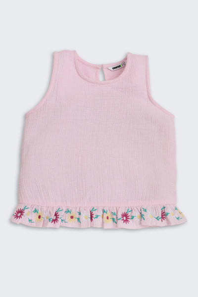 Pink Embroidered Regular Fit Co-ord Set