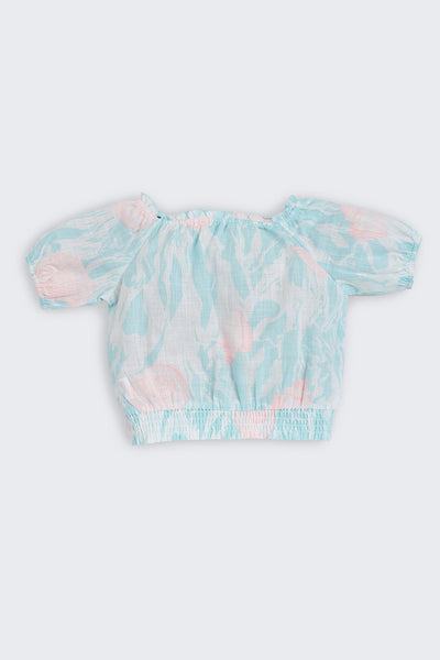 Light Blue Shell Print Regular Fit Co-ord Set