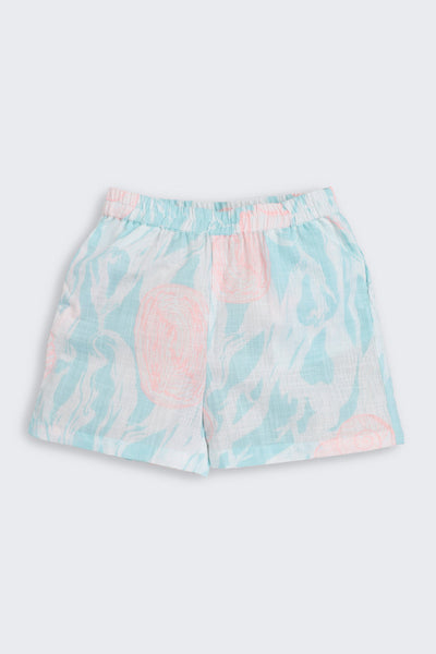 Light Blue Shell Print Regular Fit Co-ord Set