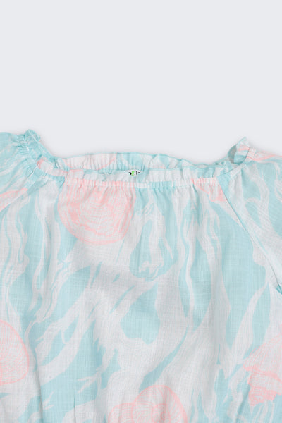 Light Blue Shell Print Regular Fit Co-ord Set