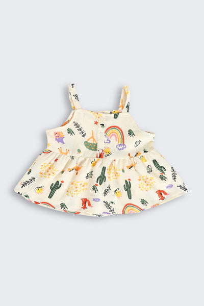 Off White Shoulder Straps Sleeves Regular Fit Co-ord Set