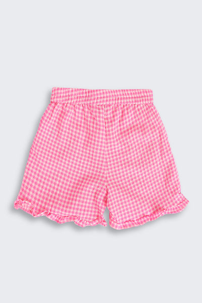 Pink Checked Shoulder Straps Co-ord Set