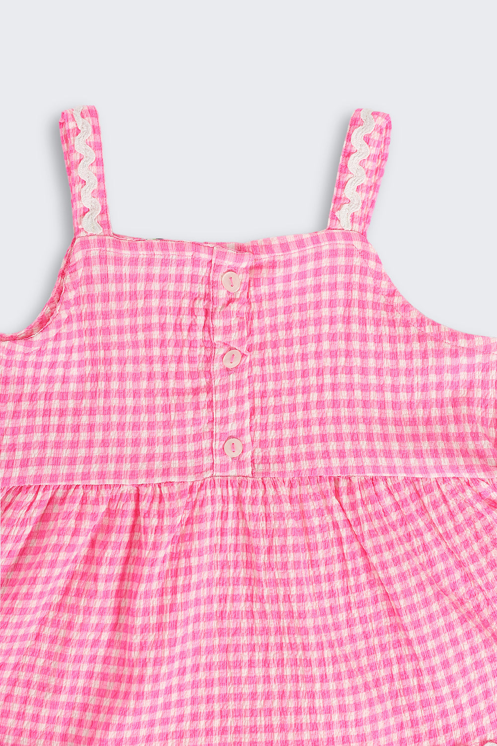 Pink Checked Shoulder Straps Co-ord Set