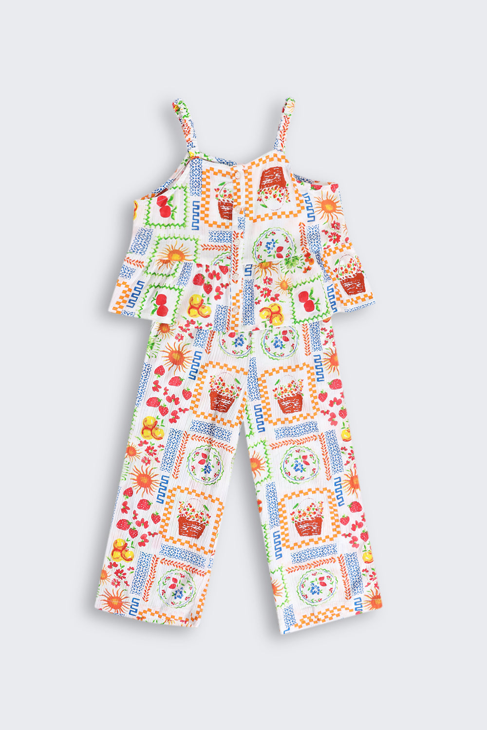 Off White All Over Printed Shoulder Straps Co-ord Set