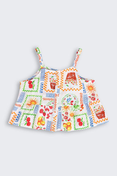 Off White All Over Printed Shoulder Straps Co-ord Set