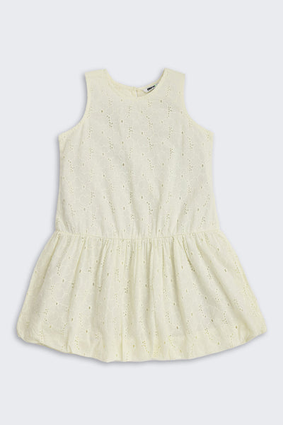 Yellow Embroidered Regular Fit Dress