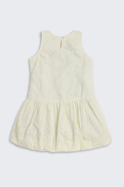 Yellow Embroidered Regular Fit Dress