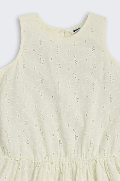 Yellow Embroidered Regular Fit Dress