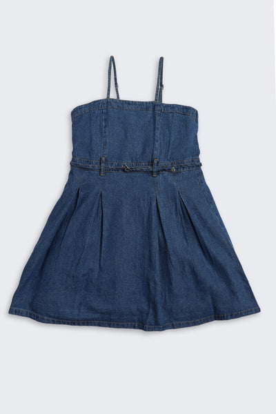 Navy Solid Regular Fit Denim Dress With T-Shirt