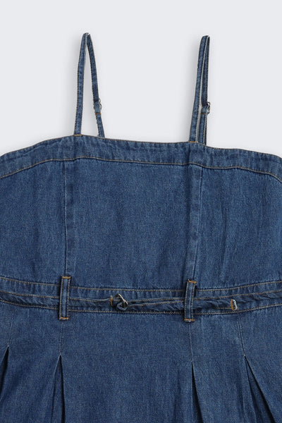 Navy Solid Regular Fit Denim Dress With T-Shirt