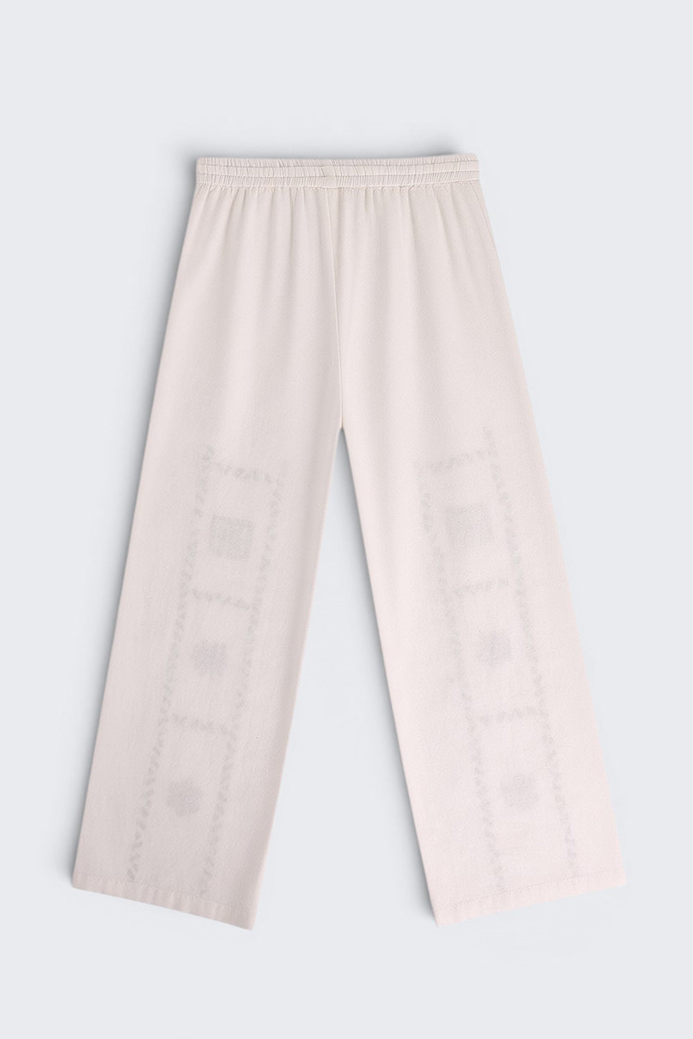 Off White Floral Regular Fit Pant