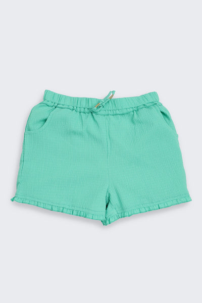 Green Solid Regular Fit Shorts