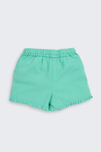 Green Solid Regular Fit Shorts
