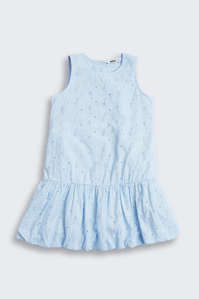 Light Blue Embroidered Regular Fit Dress