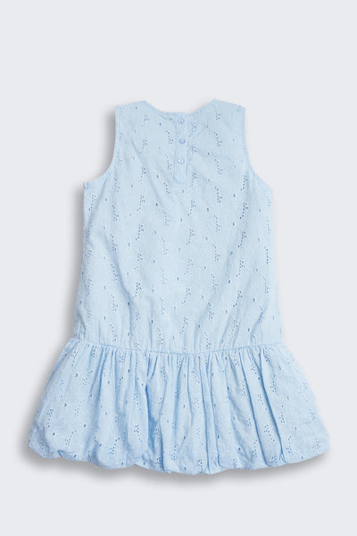 Light Blue Embroidered Regular Fit Dress