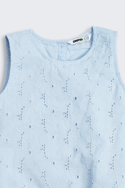 Light Blue Embroidered Regular Fit Dress