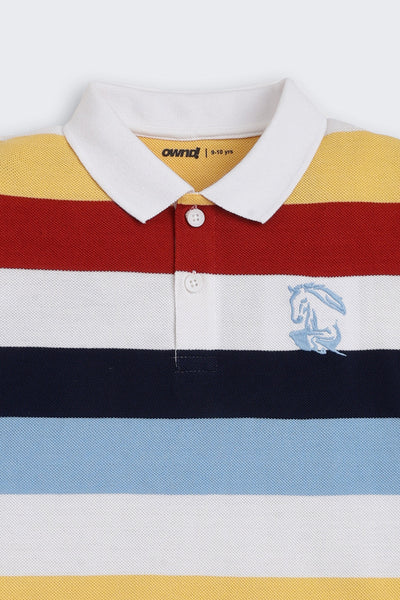 Multi-coloured Striped Regular Fit T-Shirt