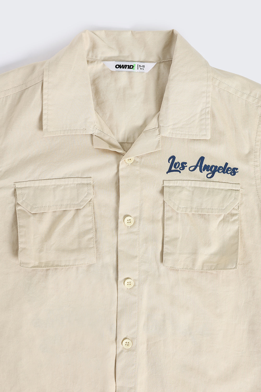 Beige Chest Pocket Style with Ocean Graphic Utility Shirt