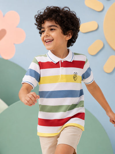 Multi-coloured Striped Regular Fit T-Shirt