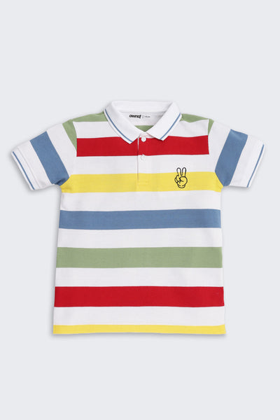 Multi-coloured Striped Regular Fit T-Shirt