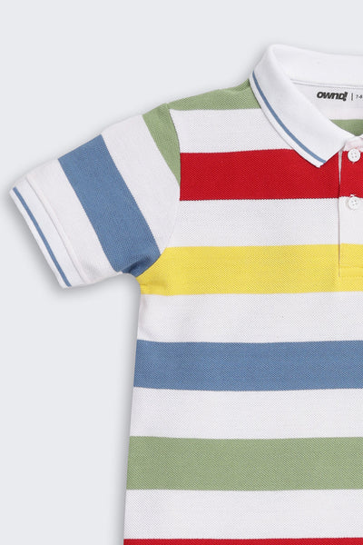 Multi-coloured Striped Regular Fit T-Shirt