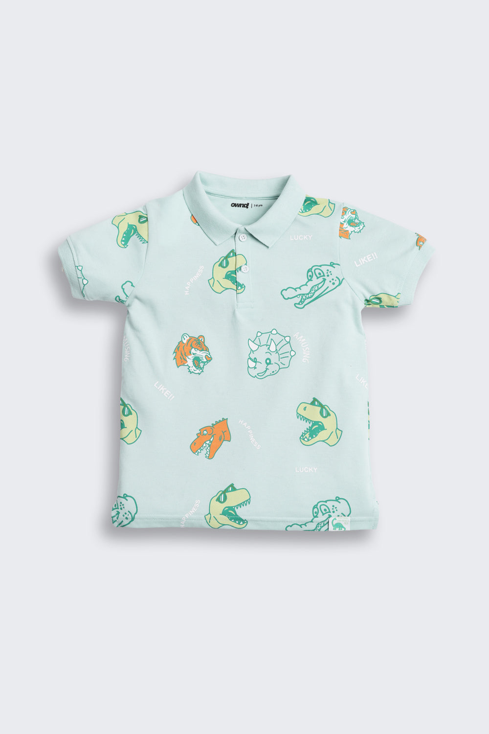 Light Blue Animal Printed Regular Fit T-Shirt