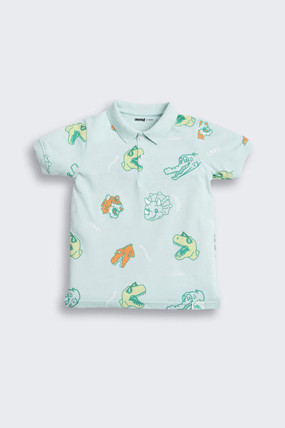 Light Blue Animal Printed Regular Fit T-Shirt