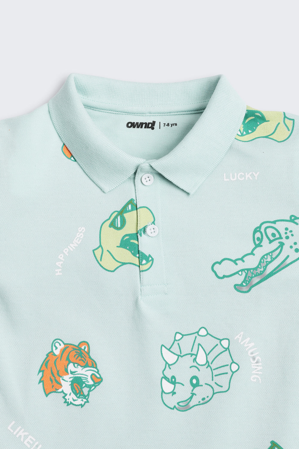 Light Blue Animal Printed Regular Fit T-Shirt