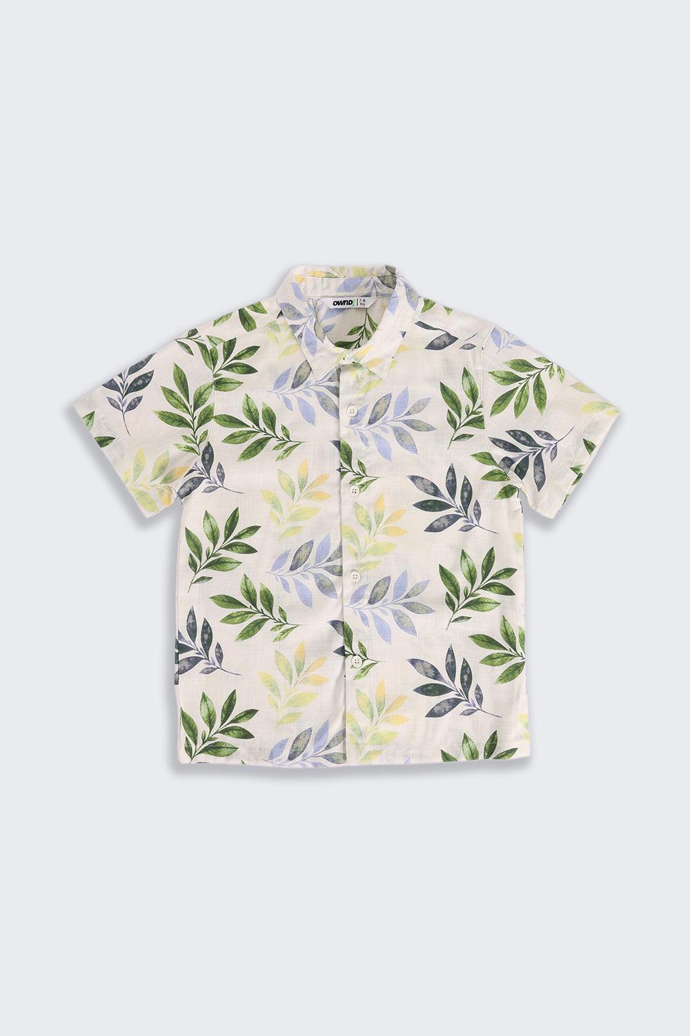 Green Leaf Print Regular Fit Shirt