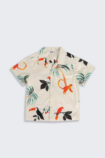 Off White Animal Print Regular Fit Shirt