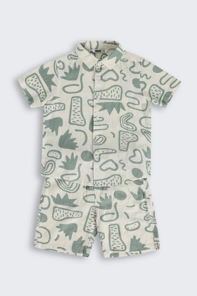 Green Cotton Regular Fit Co-ord Set