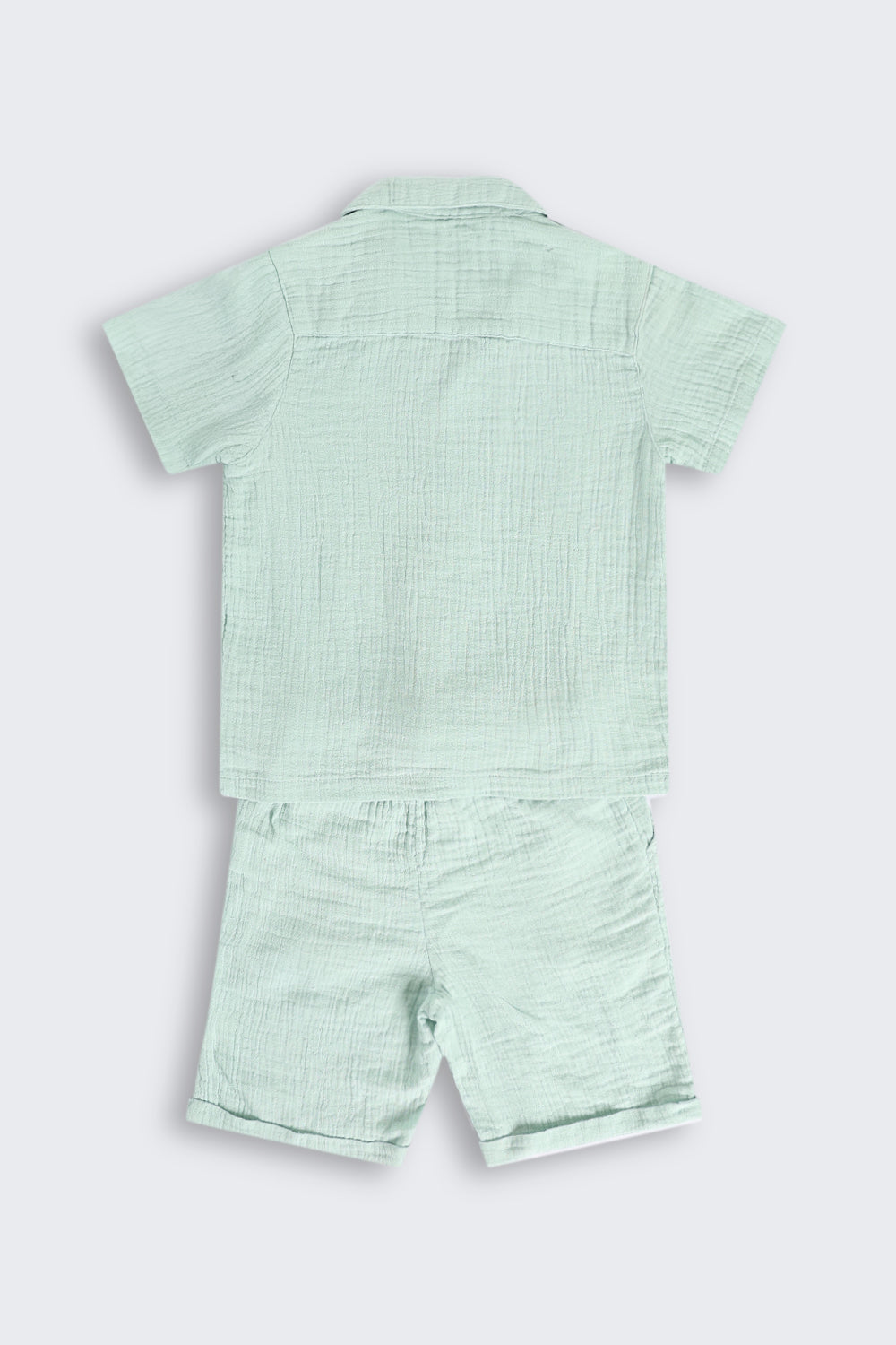 Green Embroidered Cotton Regular Fit Co-ord Set