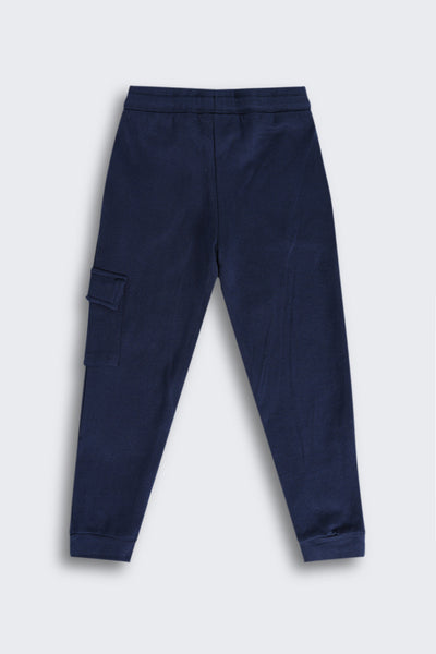 Navy Typographic Cotton Joggers