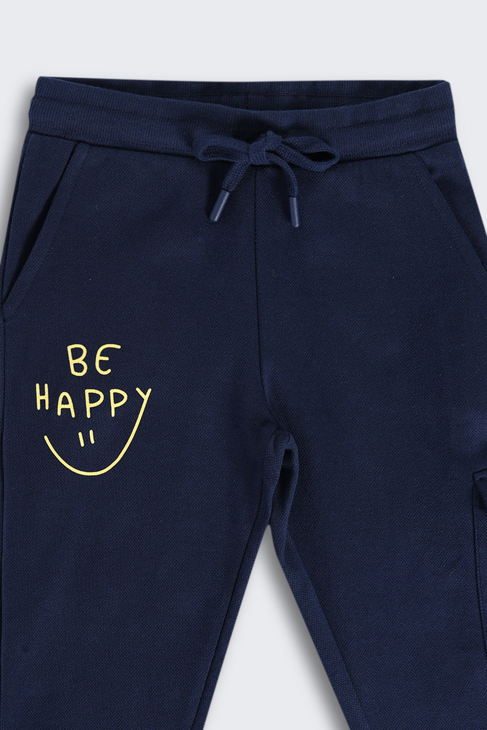 Navy Typographic Cotton Joggers
