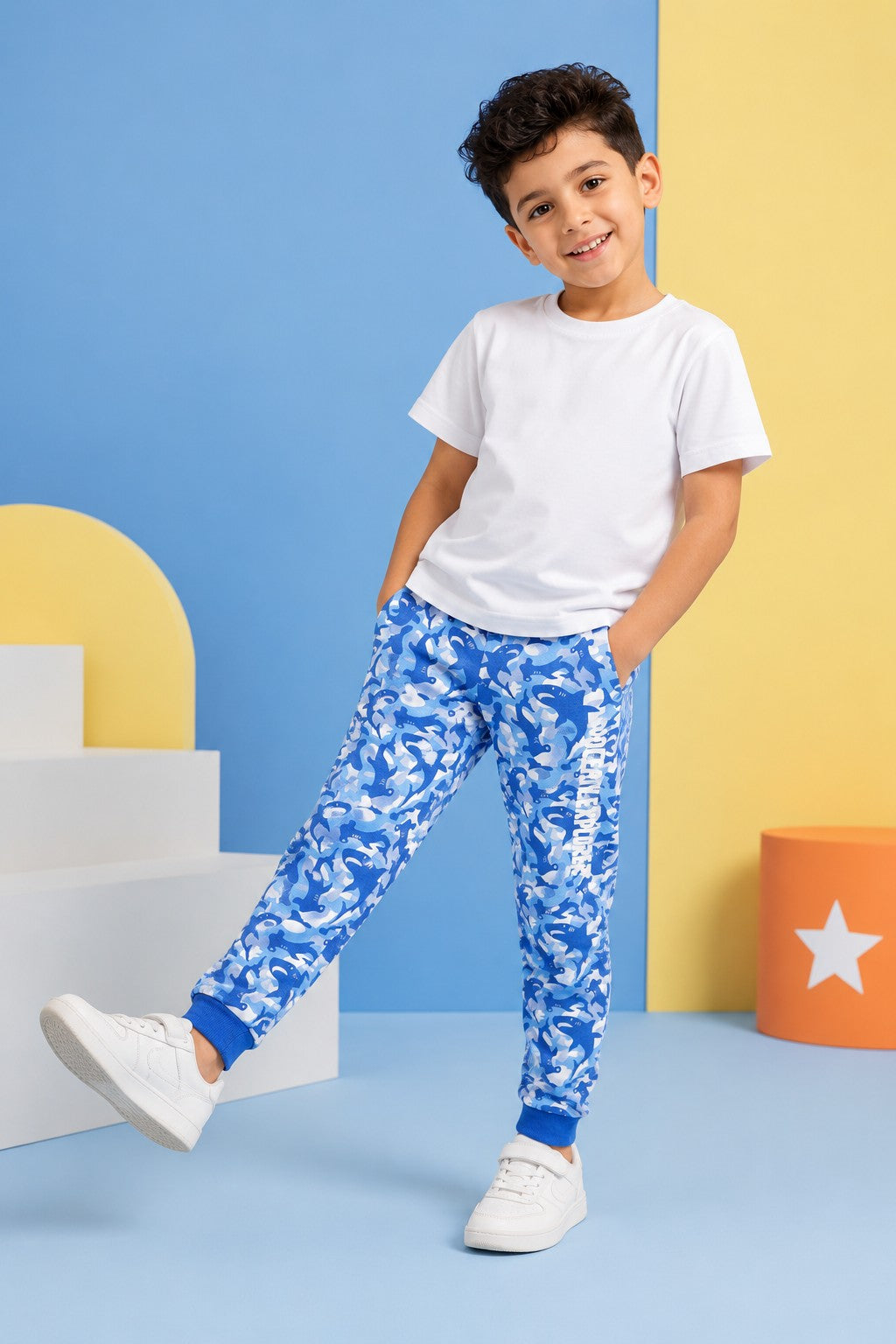 Blue Shark all over Printed Regular Fit Jogger
