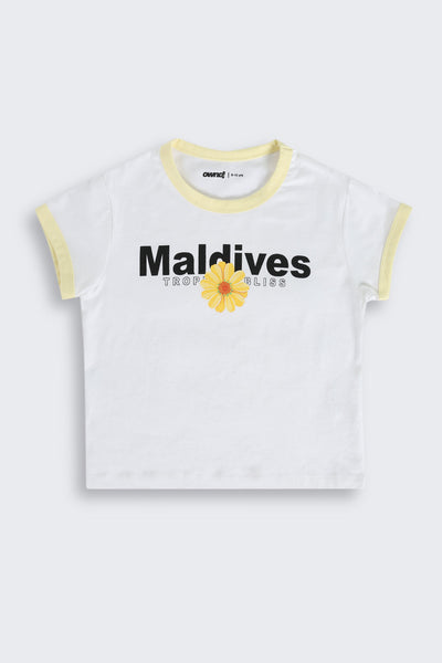 White Difital Print T-Shirt