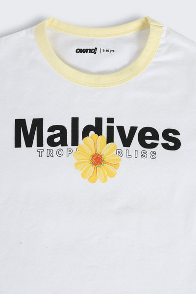 White Difital Print T-Shirt