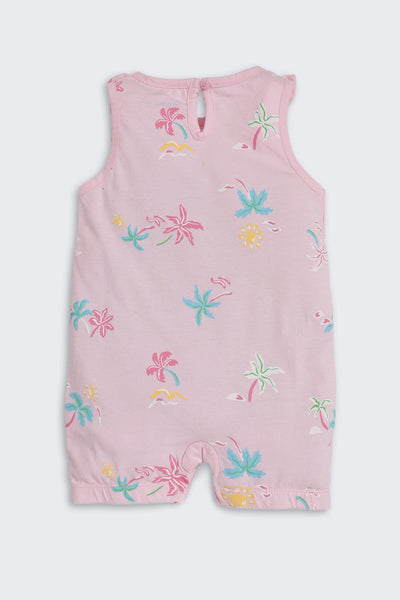 Pink Tree Printed Regular Fit Dungarees