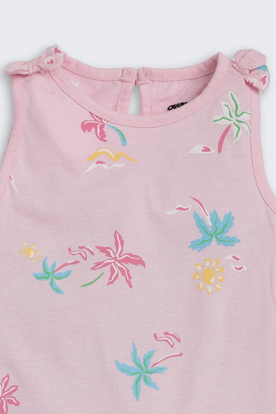Pink Tree Printed Regular Fit Dungarees